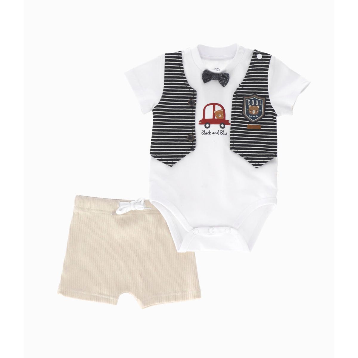 BLACK AND BLUE - Conjunto recién nacido de ocasión beige Black and Blue