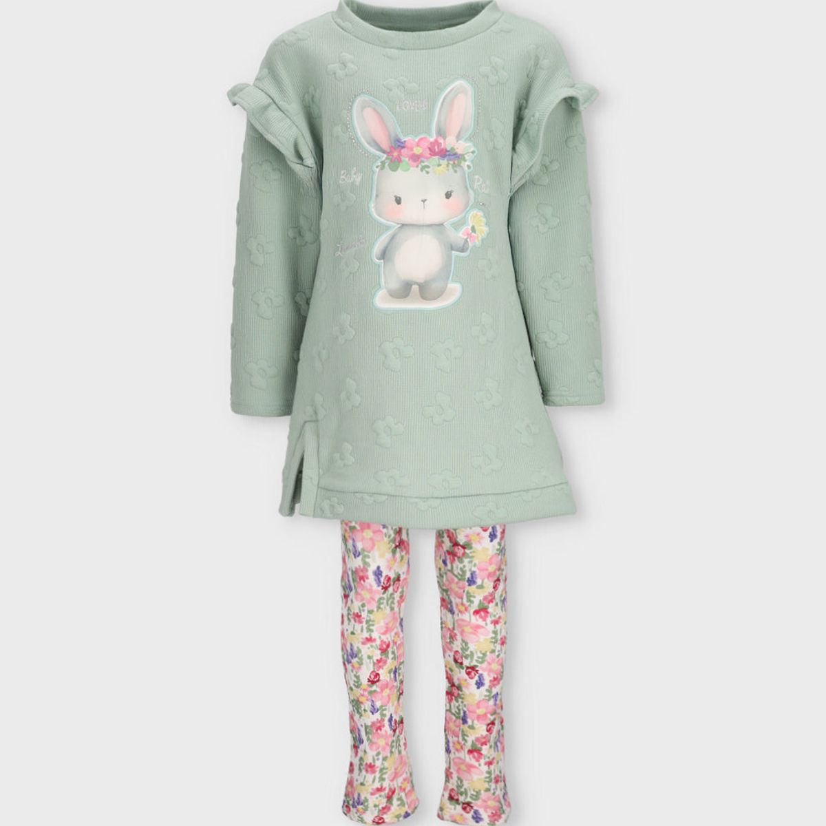 LIMONADA - Conjunto niña acanalado verde Limonada