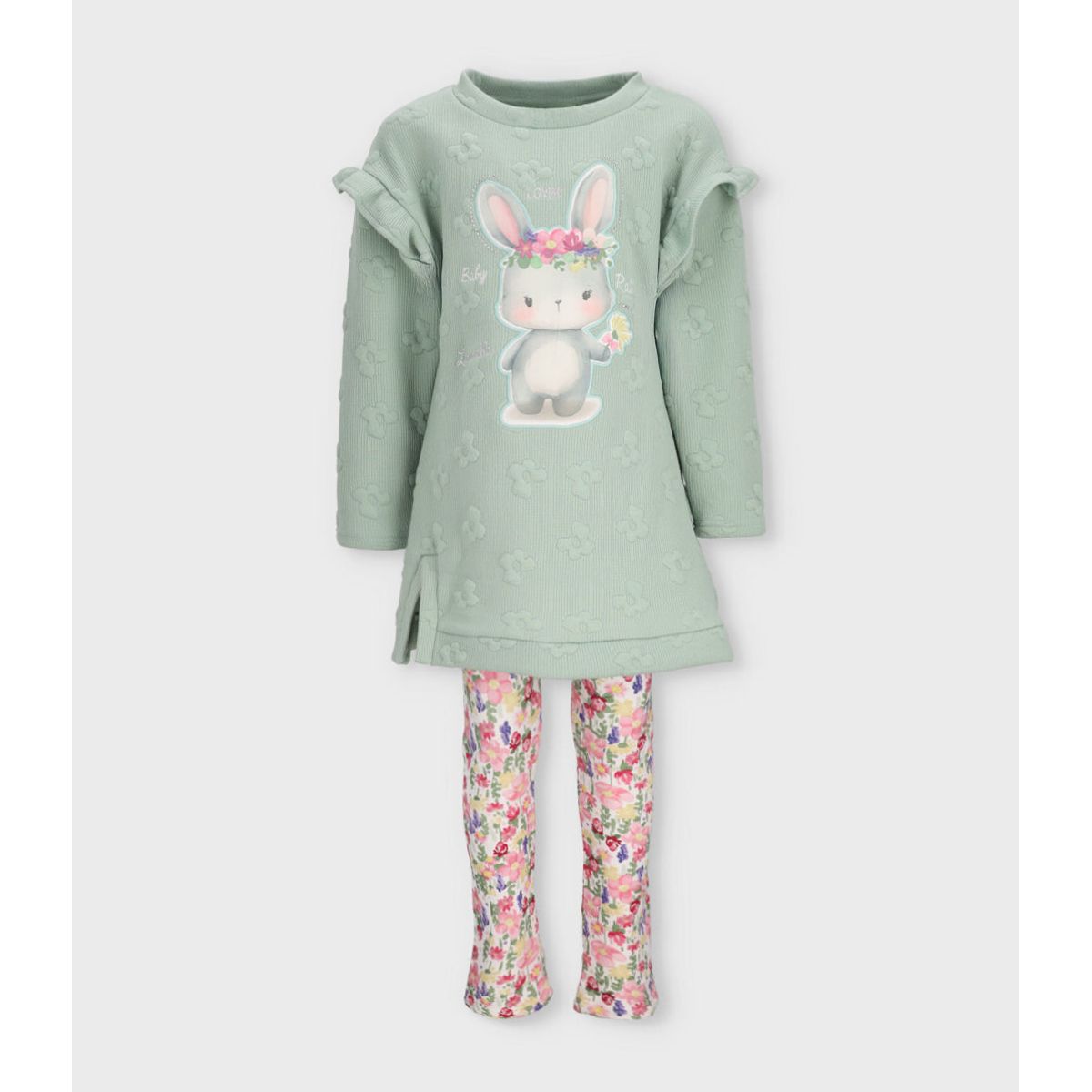 LIMONADA - Conjunto niña acanalado verde Limonada