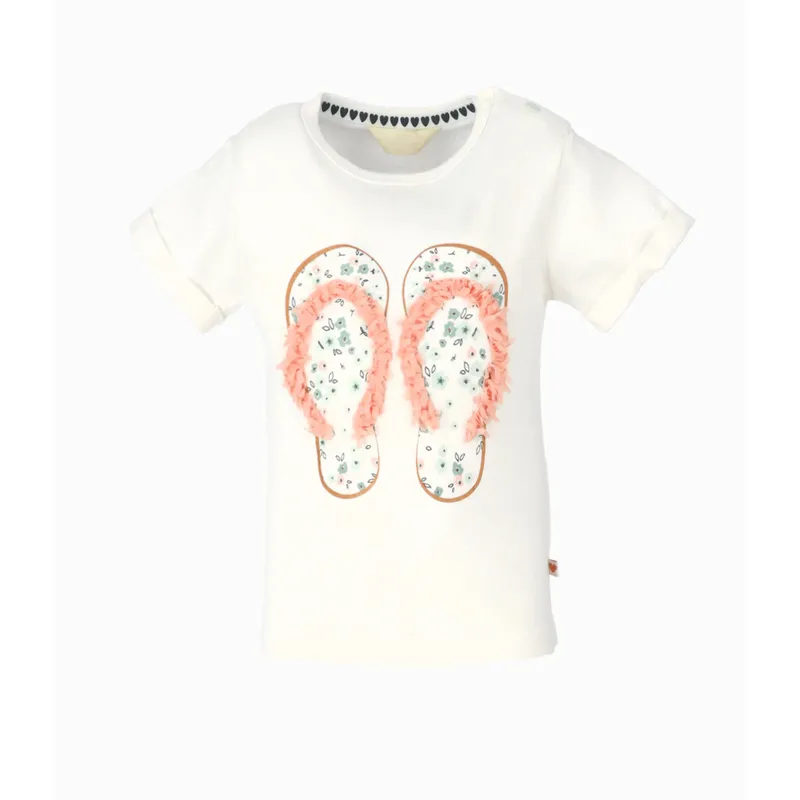4KIDS - Polera manga corta niña con sandalia  blanco 4 Kids