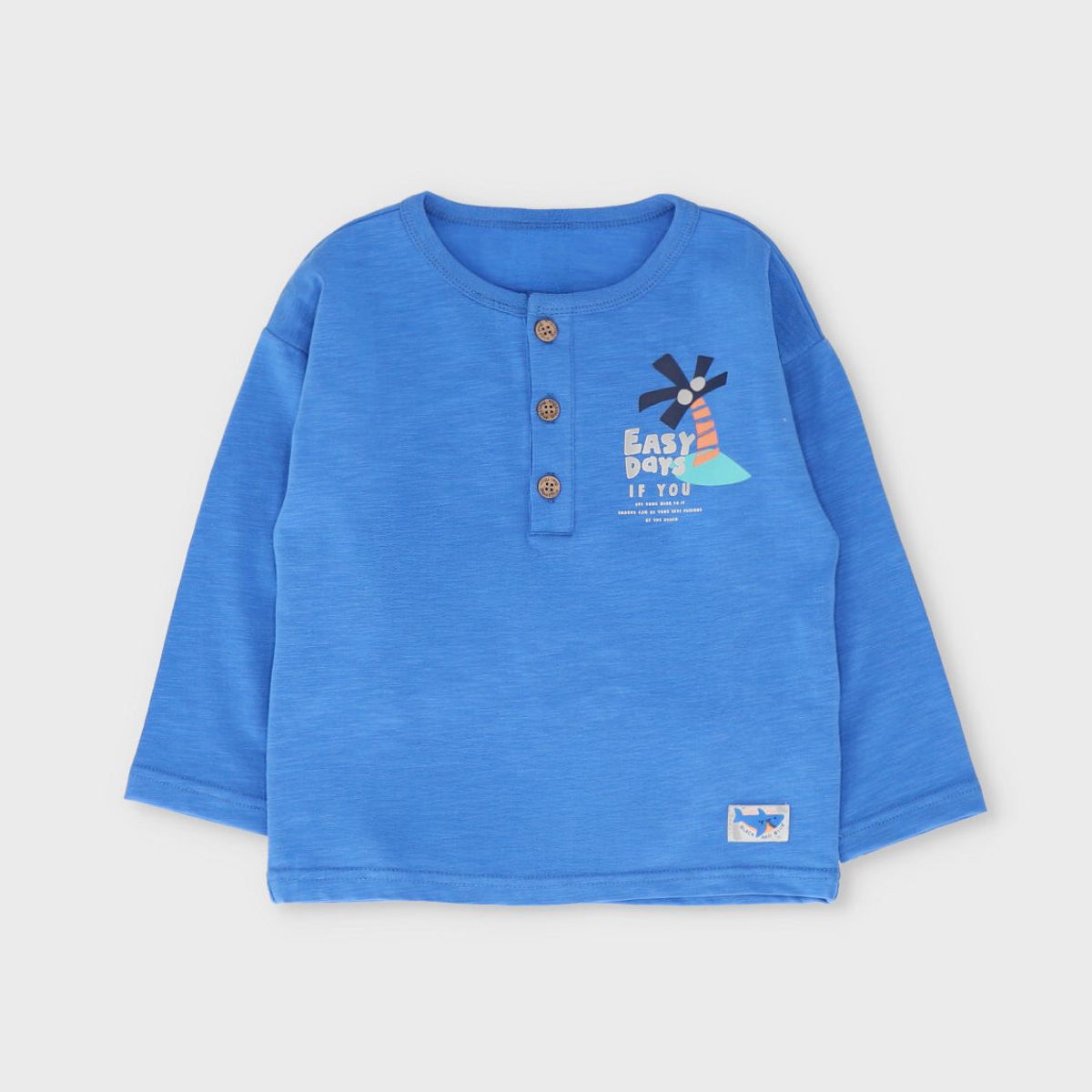 BLACK AND BLUE - Polera manga larga bebé con palmera azul Black and Blue