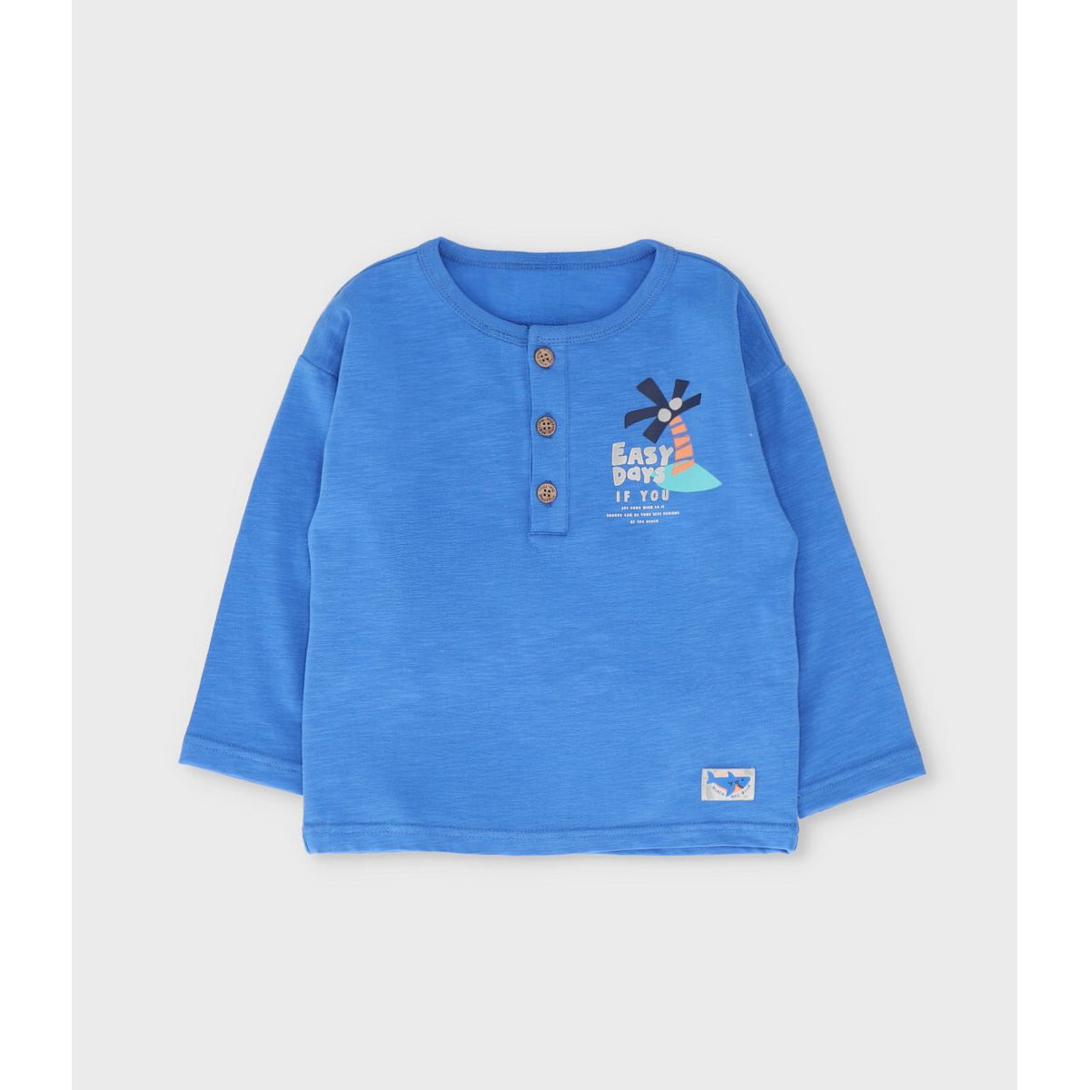 BLACK AND BLUE - Polera manga larga bebé con palmera azul Black and Blue