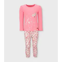 LIMONADA - Conjunto niña con flores coral