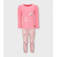 Conjunto niña con flores coral