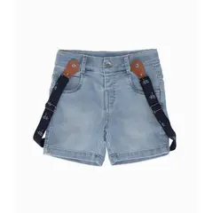 BLACK AND BLUE - Bermuda niño con suspensores celeste