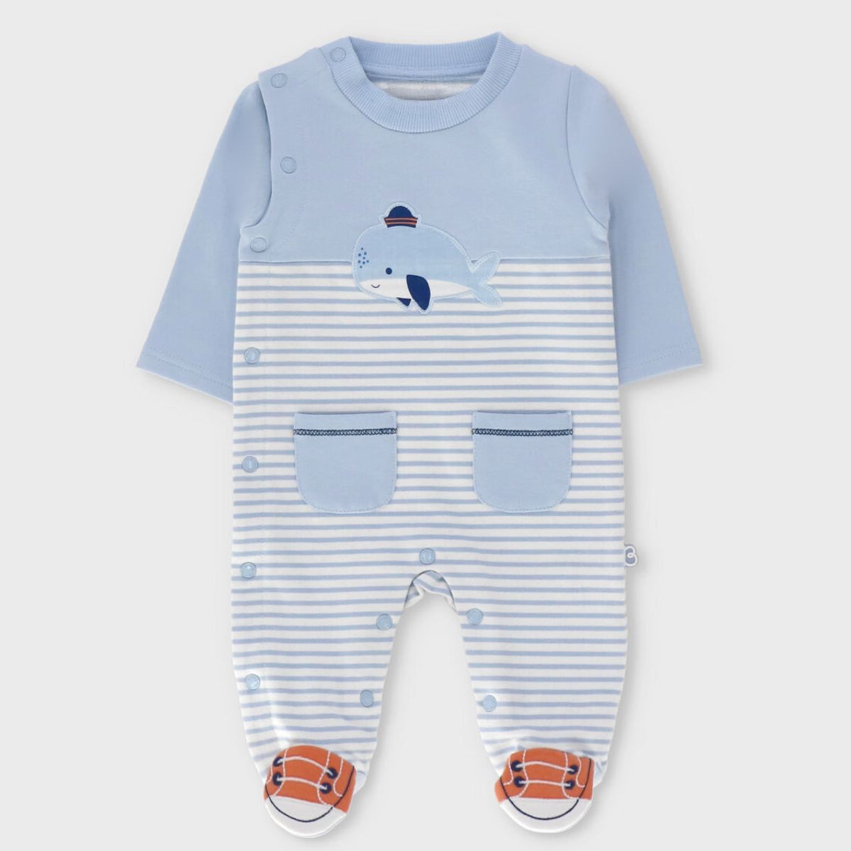 BLACK AND BLUE - Enterito recién nacido con ballenita celeste Black and Blue