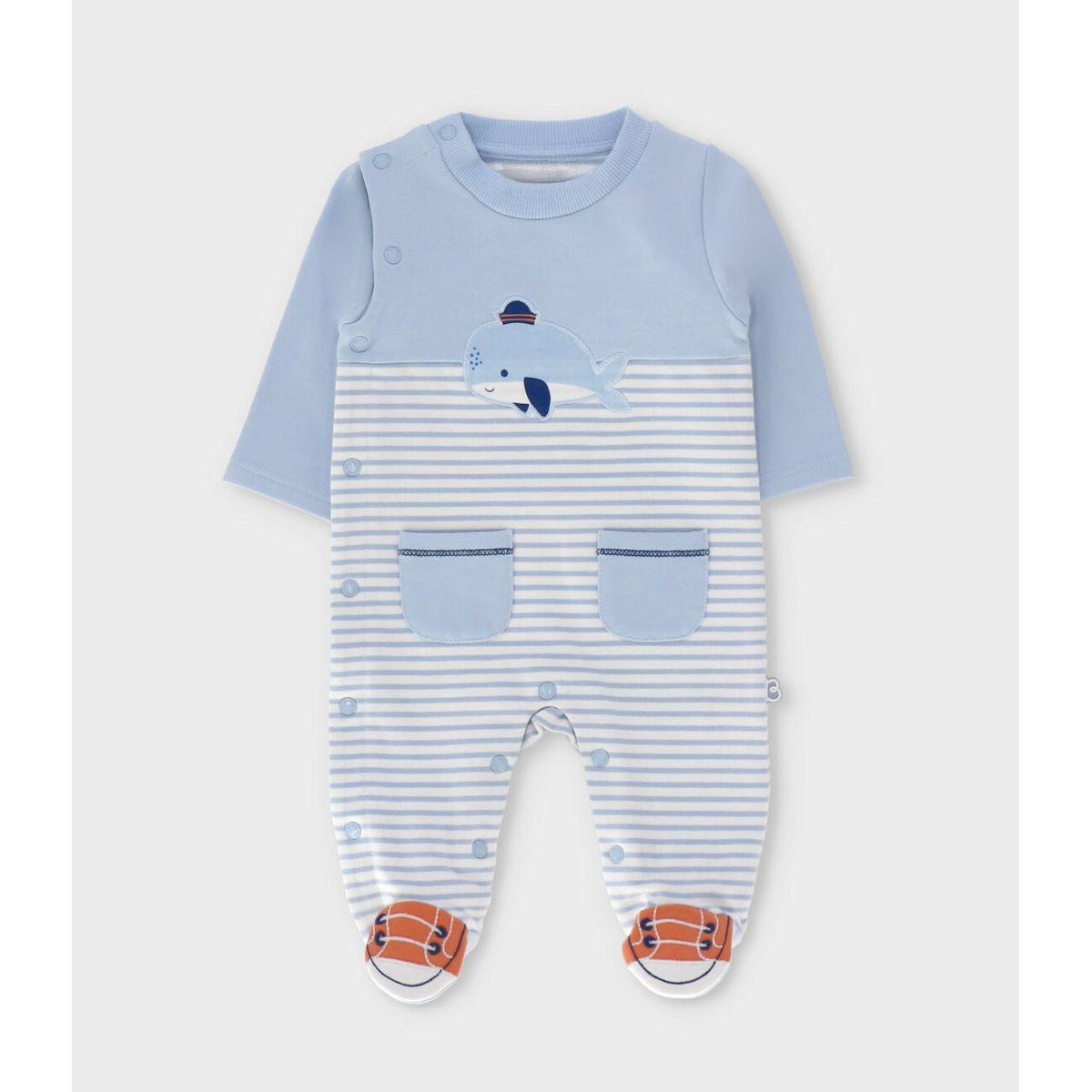 BLACK AND BLUE - Enterito recién nacido con ballenita celeste Black and Blue