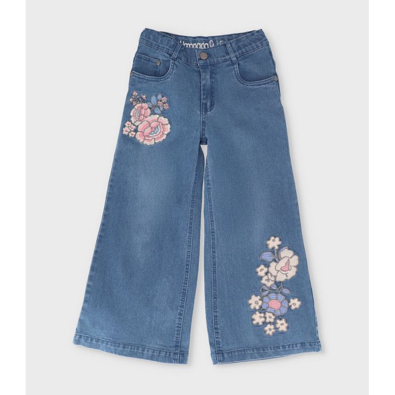 LIMONADA - Jeans niña con flores celeste Limonada