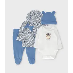 LIMONADA - Conjunto recién nacida floreado celeste