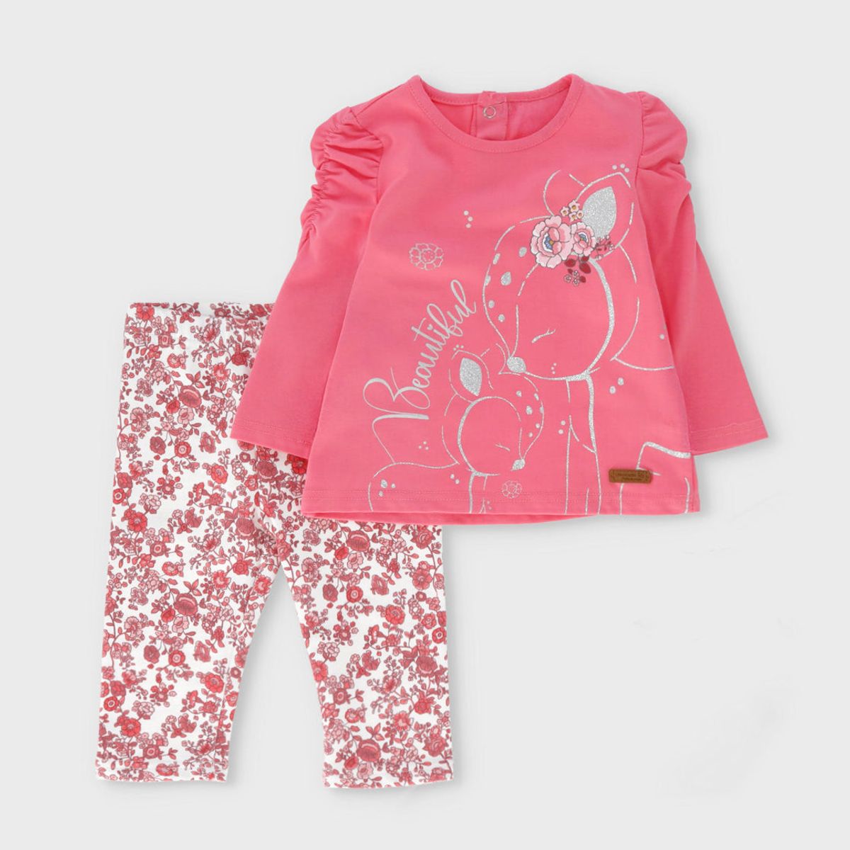 LIMONADA - Conjunto bebé con flores coral Limonada