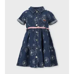 LIMONADA - Vestido niña de denim con flores azul
