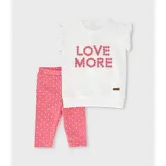 LIMONADA - Conjunto bebé puntos y flores coral