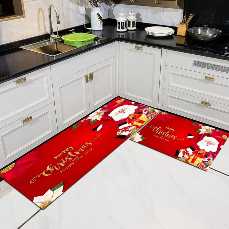 GENERICO - Set De 2 Alfombra Para Cocina Pasillo O Pie De Cama Navidad