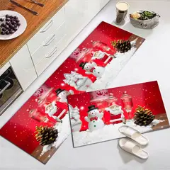 GENERICO - Set De 2 Alfombra Para Cocina Pasillo O Pie De Cama Navidad