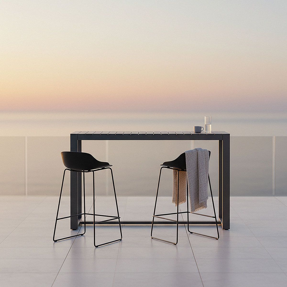 ROSEN - Set 2 Sillas Bar Sotavento II Negro