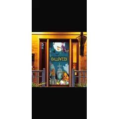 HALLOWEEN - Funda Decorativa para Puerta - Escena de Terror Clásico Familiar