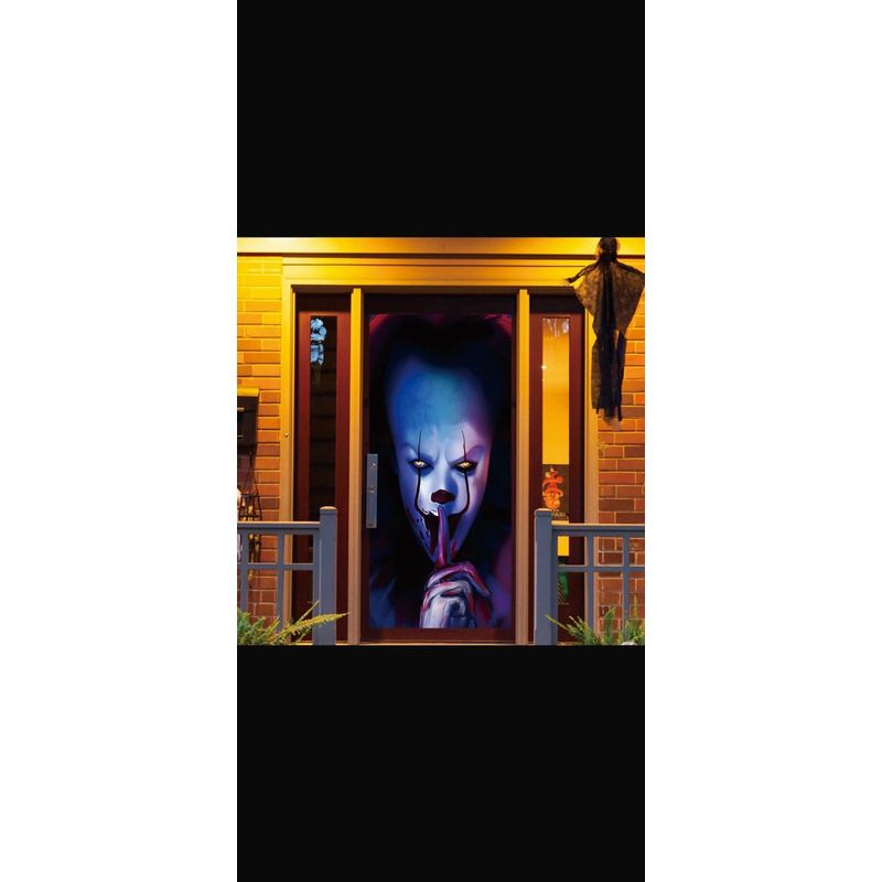 GENERICO - Funda Decorativa para Puerta Halloween - Diseño Payaso Aterrador Shush