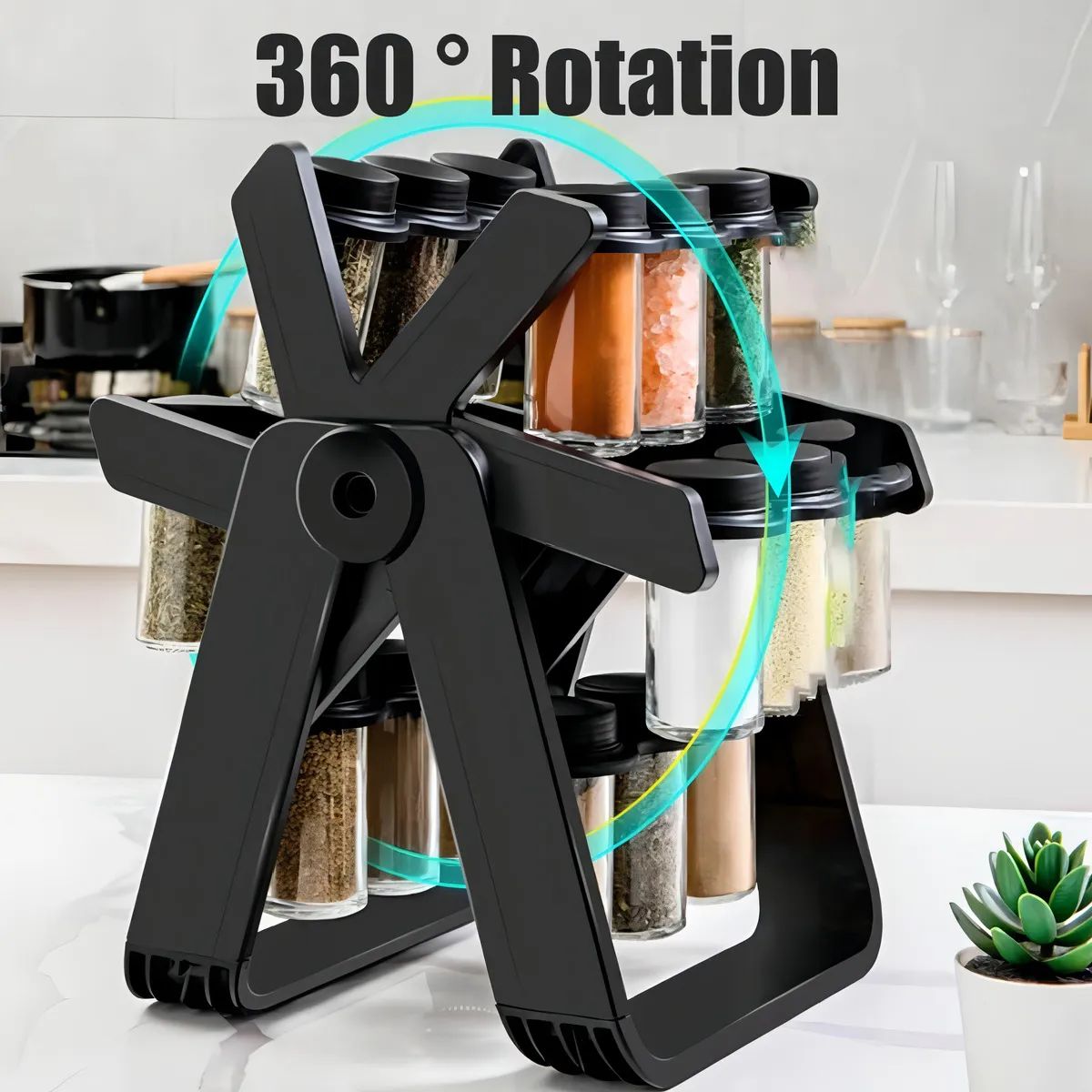 GENERICO - Especiero Rotativo 18 Frascos Gira 360° Practico