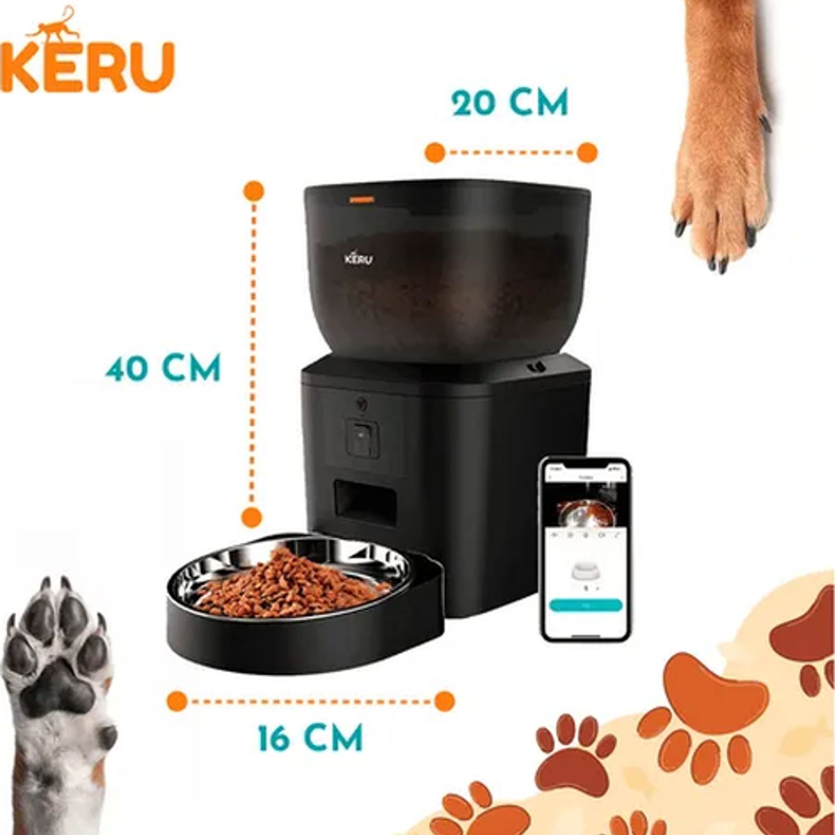 GENERICO - Comedero automático interactivo Keru color negro