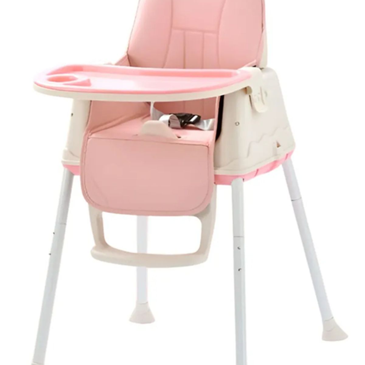 GENERICO - Silla comer 4 en 1 doble bandeja gris color rosado