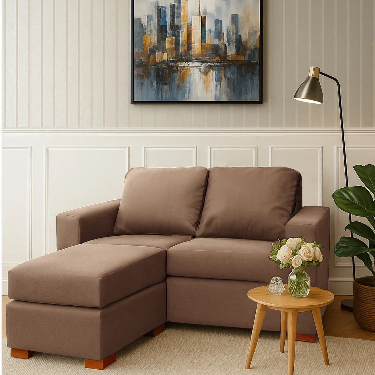 DKORA - Sofa Seccional  2 cuerpos Lima Beige