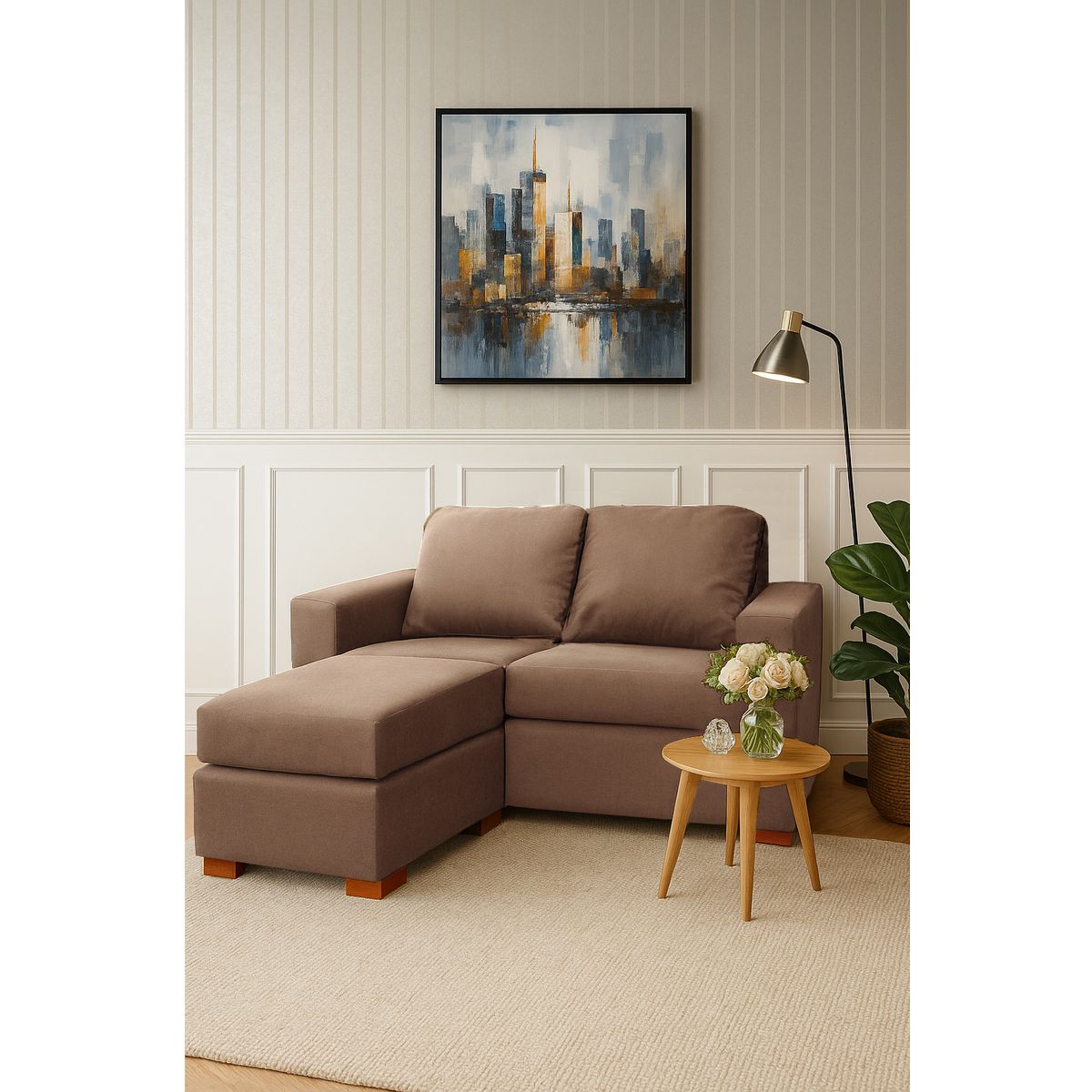 DKORA - Sofa Seccional  2 cuerpos Lima Beige