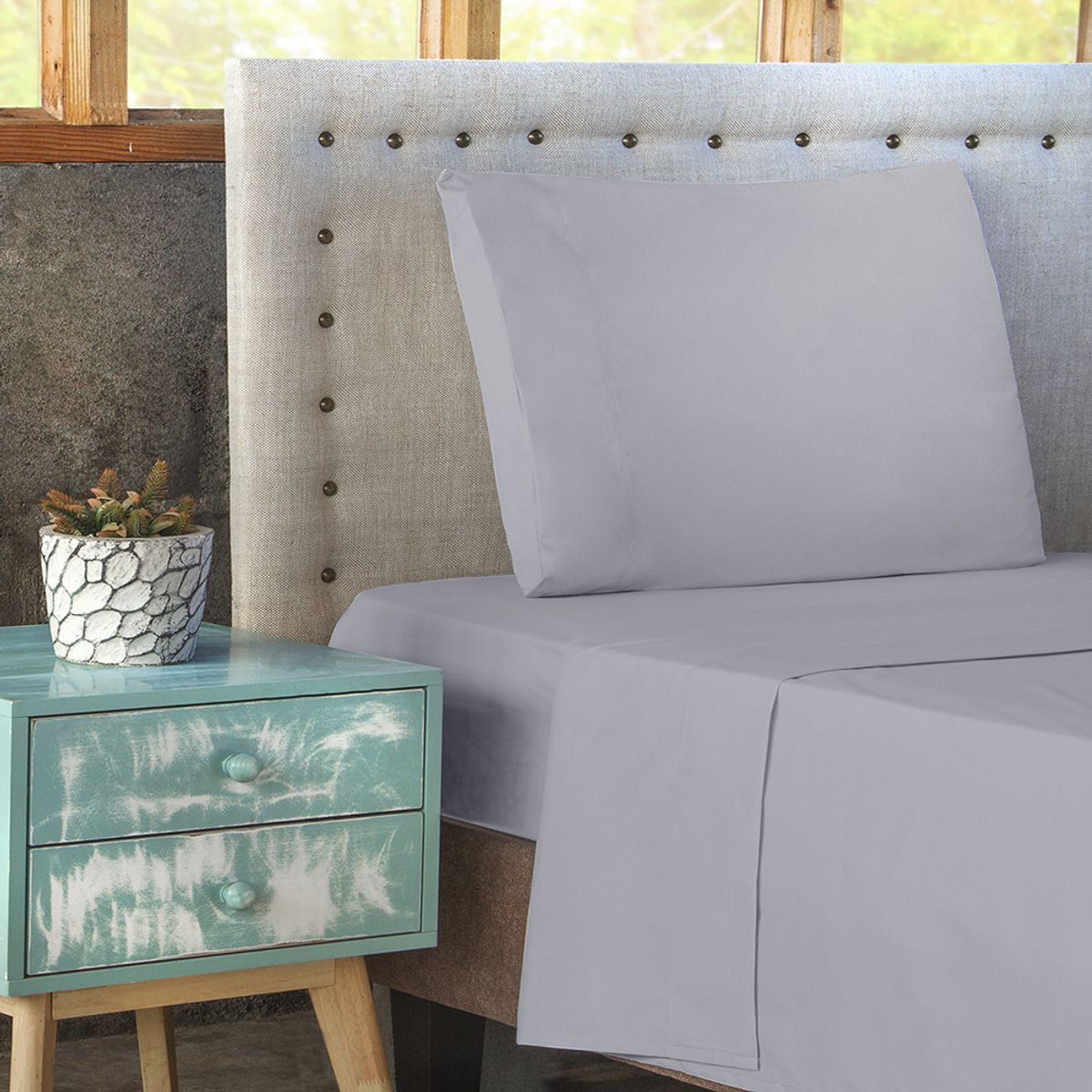 NAUTICA - Juego de Sabanas  2PL  lisas Microfibra  95gsm Nautica Home ,Gris