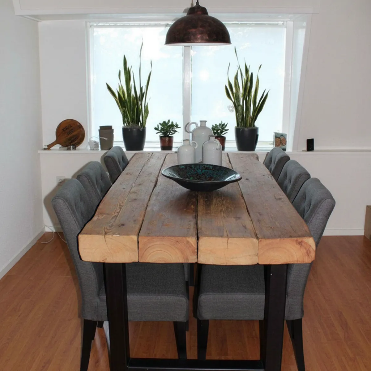 GENERICO - Mesa Marbella Con Madera Durmiente Y Metales 160 X 80 Cm Marrón