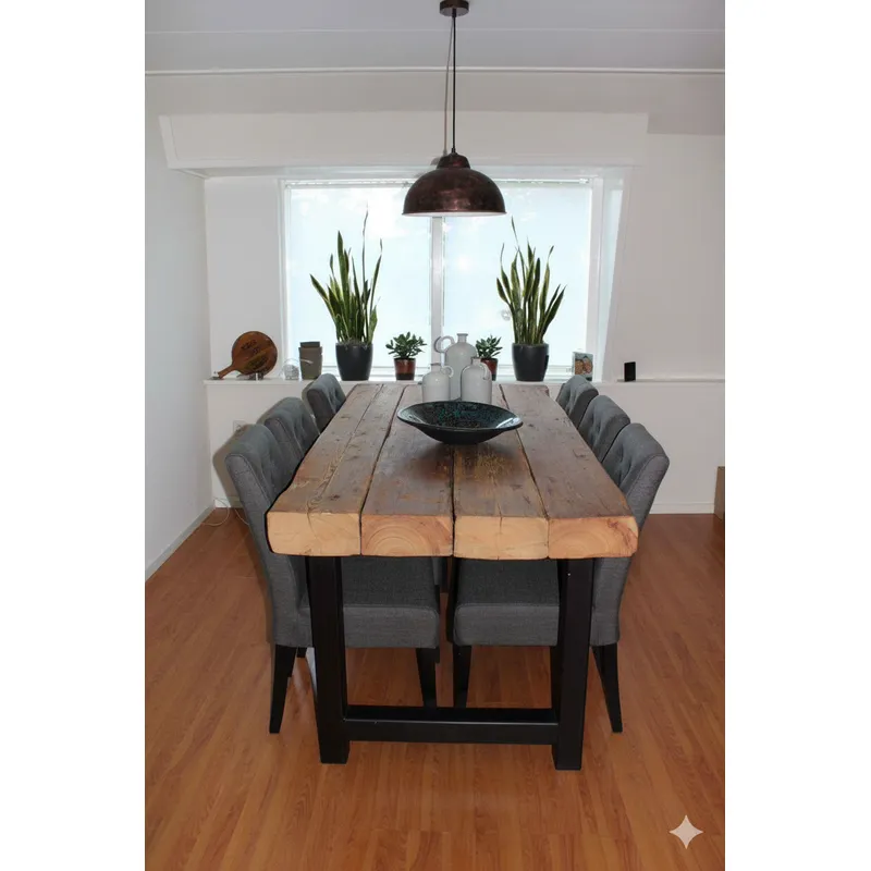 GENERICO - Mesa Marbella Con Madera Durmiente Y Metales 160 X 80 Cm Marrón