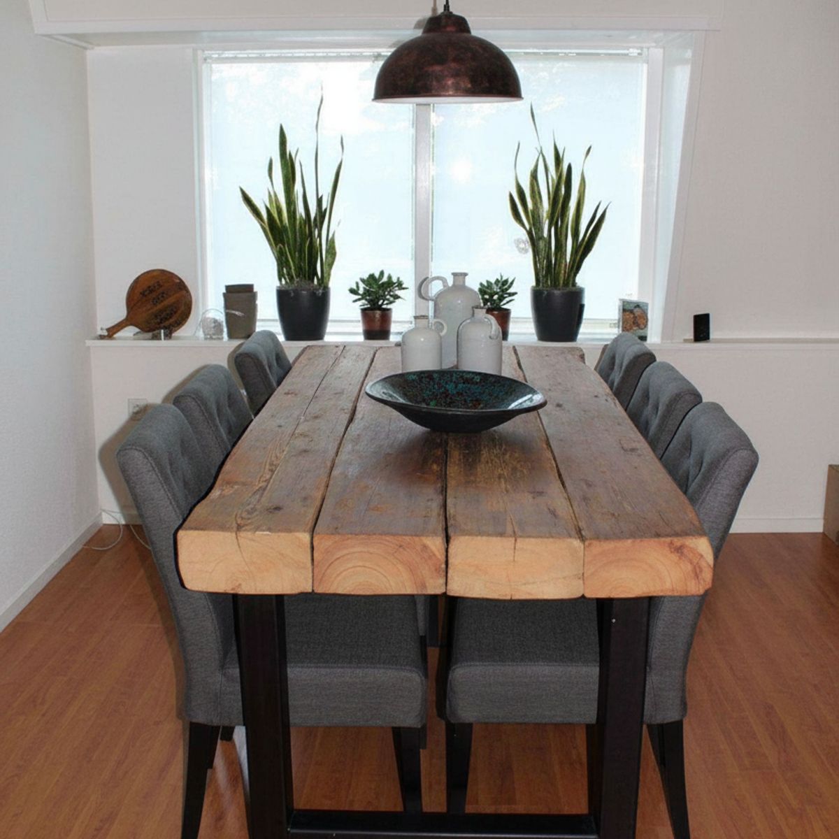 GENERICO - Mesa Marbella Con Madera Durmiente Y Metales 180 X 80 Cm Marrón