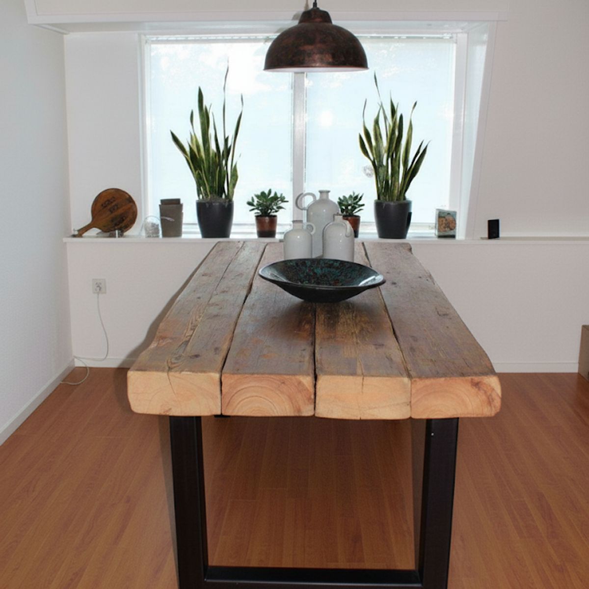 GENERICO - Mesa Marbella Con Madera Durmiente Y Metales 180 X 80 Cm Marrón