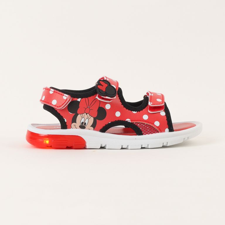 Sandalia Con Luces Niña Rojo Lunares Blancos Minnie