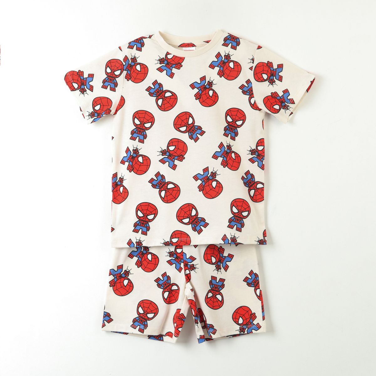 MARVEL - Pijama Manga Corta Niño Blanco Full Print Spiderman Marvel