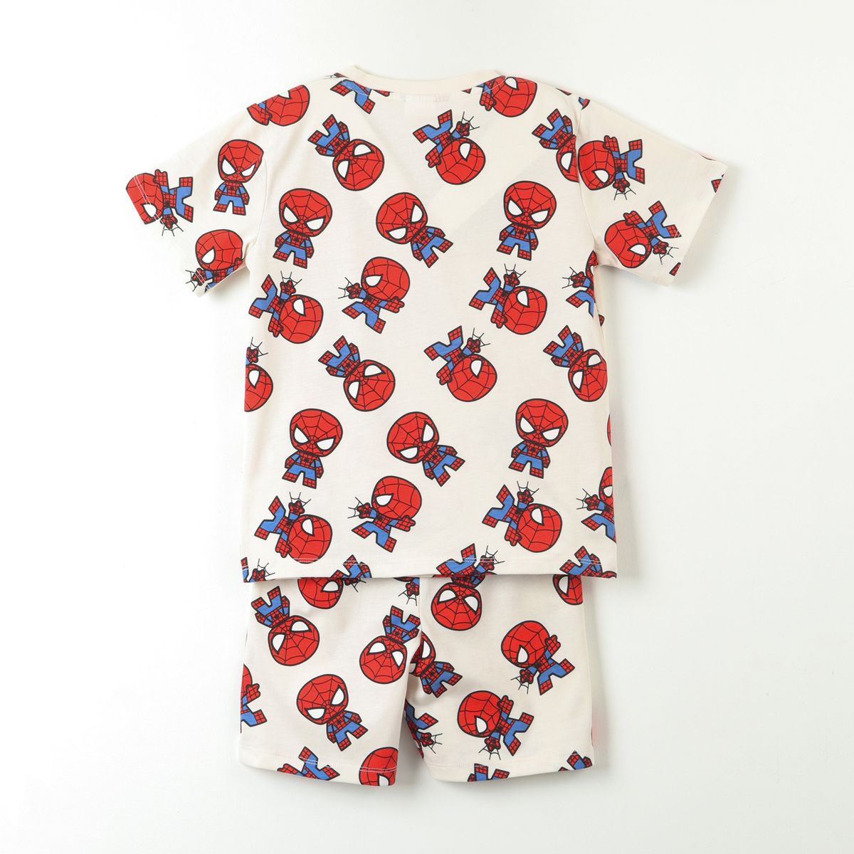 MARVEL - Pijama Manga Corta Niño Blanco Full Print Spiderman Marvel