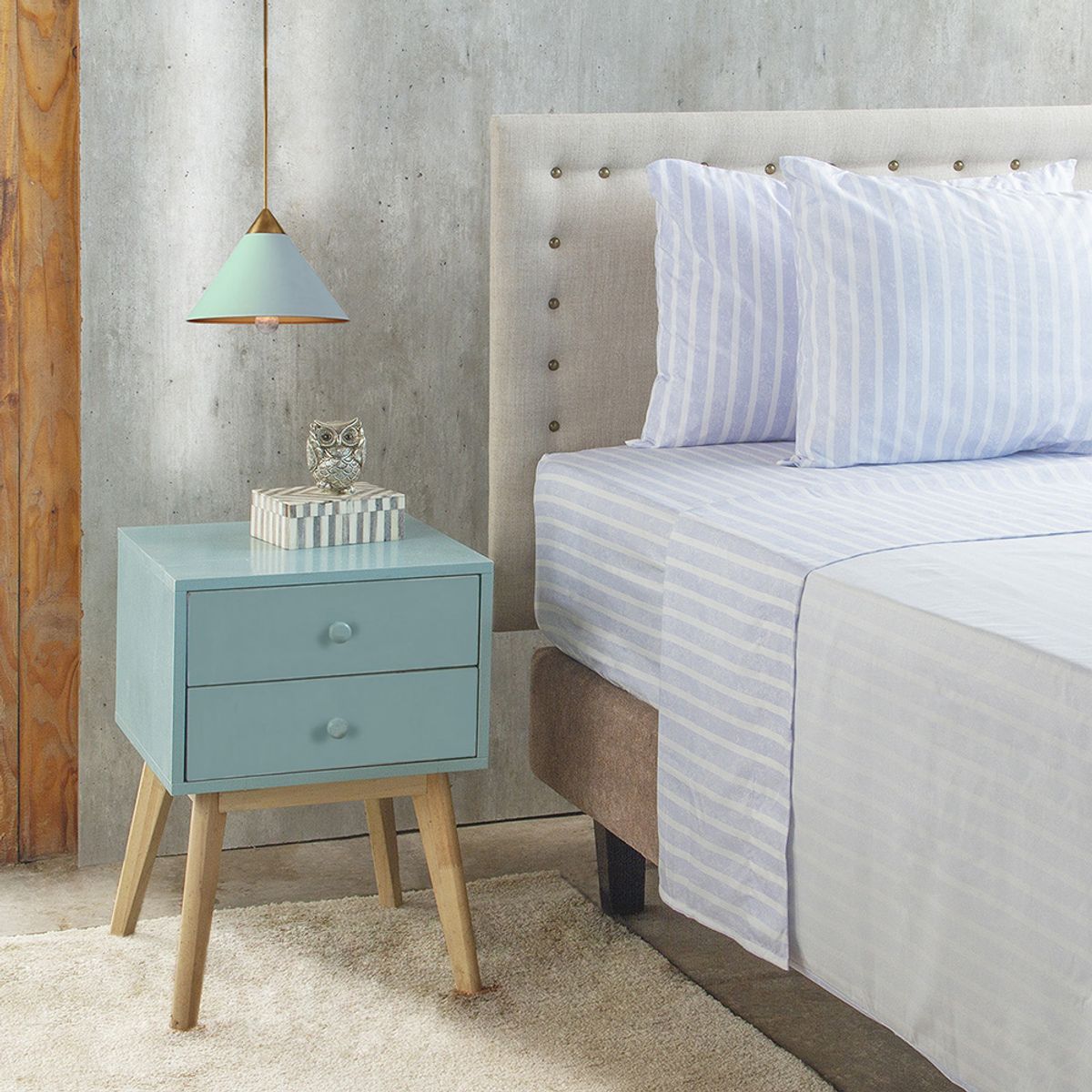 NAUTICA - Jgo.Sábanas  estampada 2 PL NAUTICA HOME Poliester 95 grs- celeste
