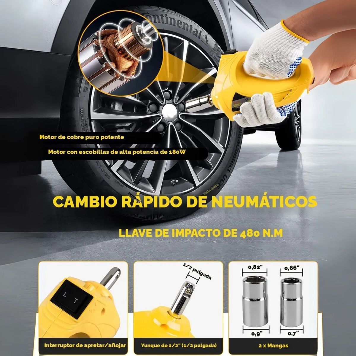 MOVI - KIT GATA 5 TON.+ LLAVE IMPACTO CON BATERIA  Y CONTROL REMOTO