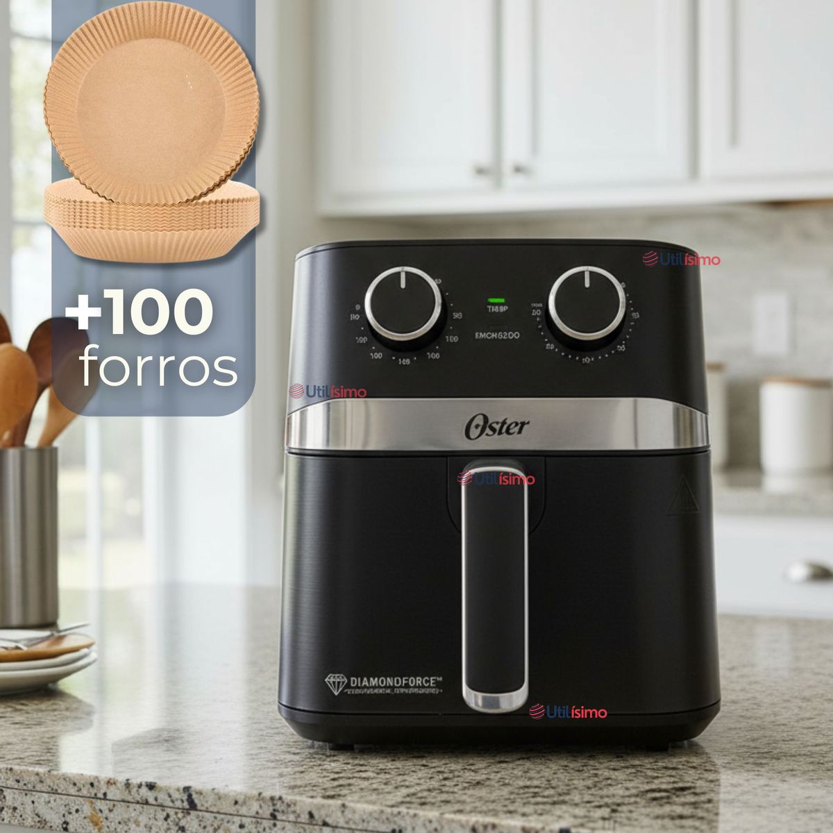 OSTER - Freidora de Aire Oster® DiamondForce CKSTAF401MDF + 100 Forros Desechables