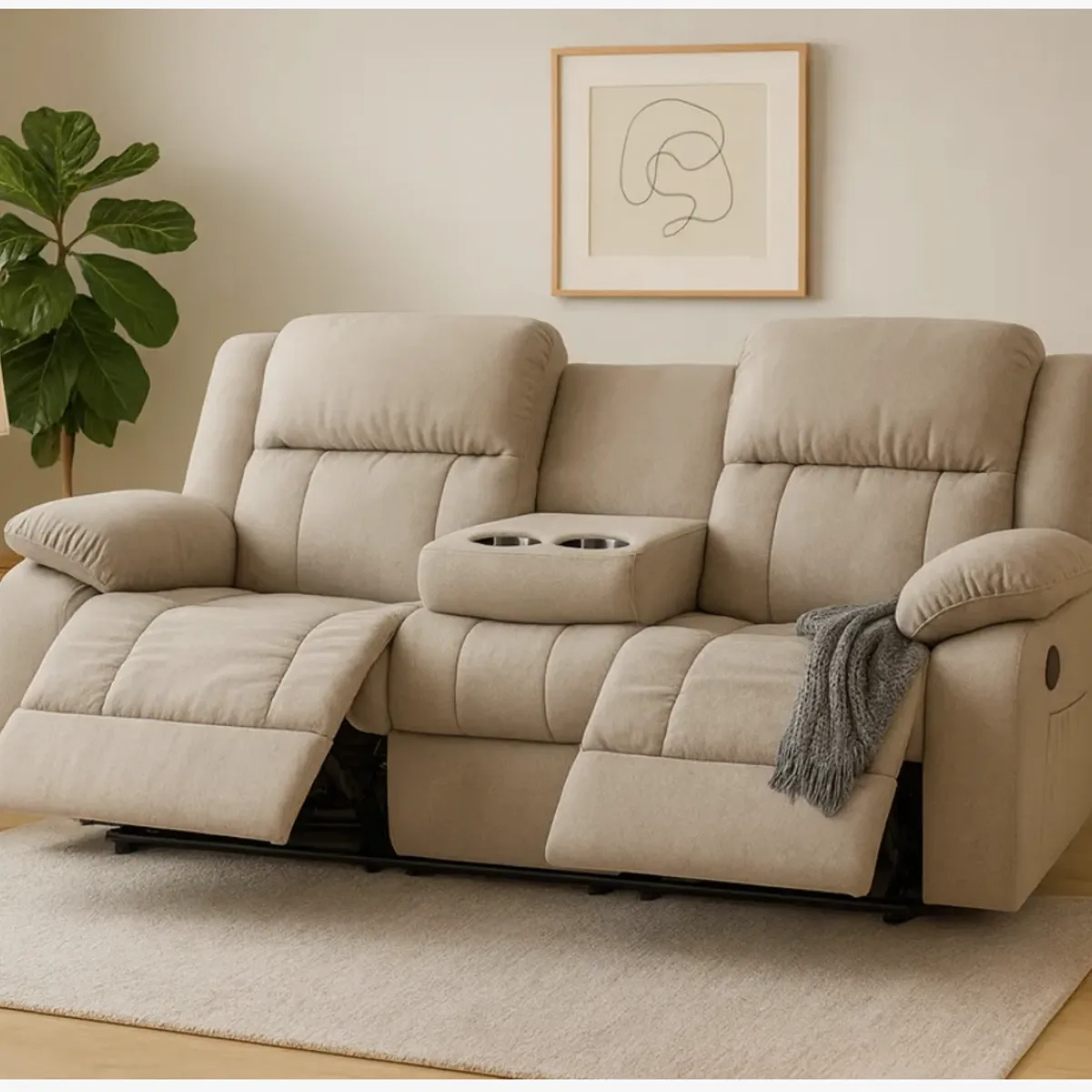 HOMER OUTDOOR - Sofa Reclinable 3 Cuerpo Reclinable porta vaso tela tecnica