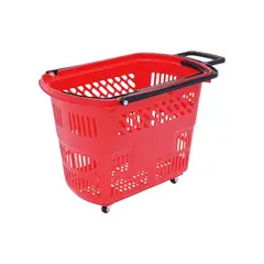GENERICO - Cesta Roja Para Supermercado Con 4 Ruedas Gms