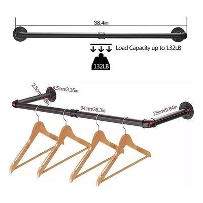 Imagen 2 del producto 92cm Perchero De Pared Estante De Metal Para Ropa Multiusos