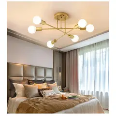 UMEXUS - Lámpara de Techo Nórdica 6 Luces Dorado Hierro 70cm - E27