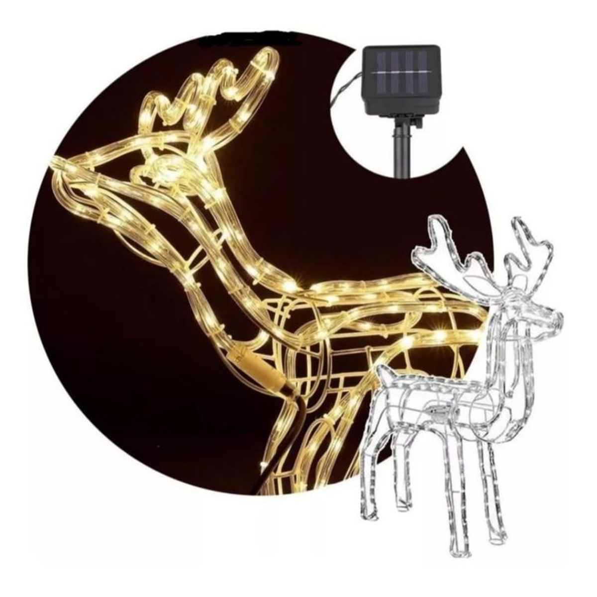 GENERICO - Reno Navidad Decoracion - Ciervo Navideño Luz LED SOLAR CALIDA120cm