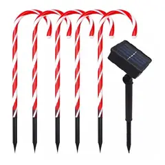 GENERICO - Pack 5 Bastones de navidad Decoracion Navideña Estaca Solar 50 cm