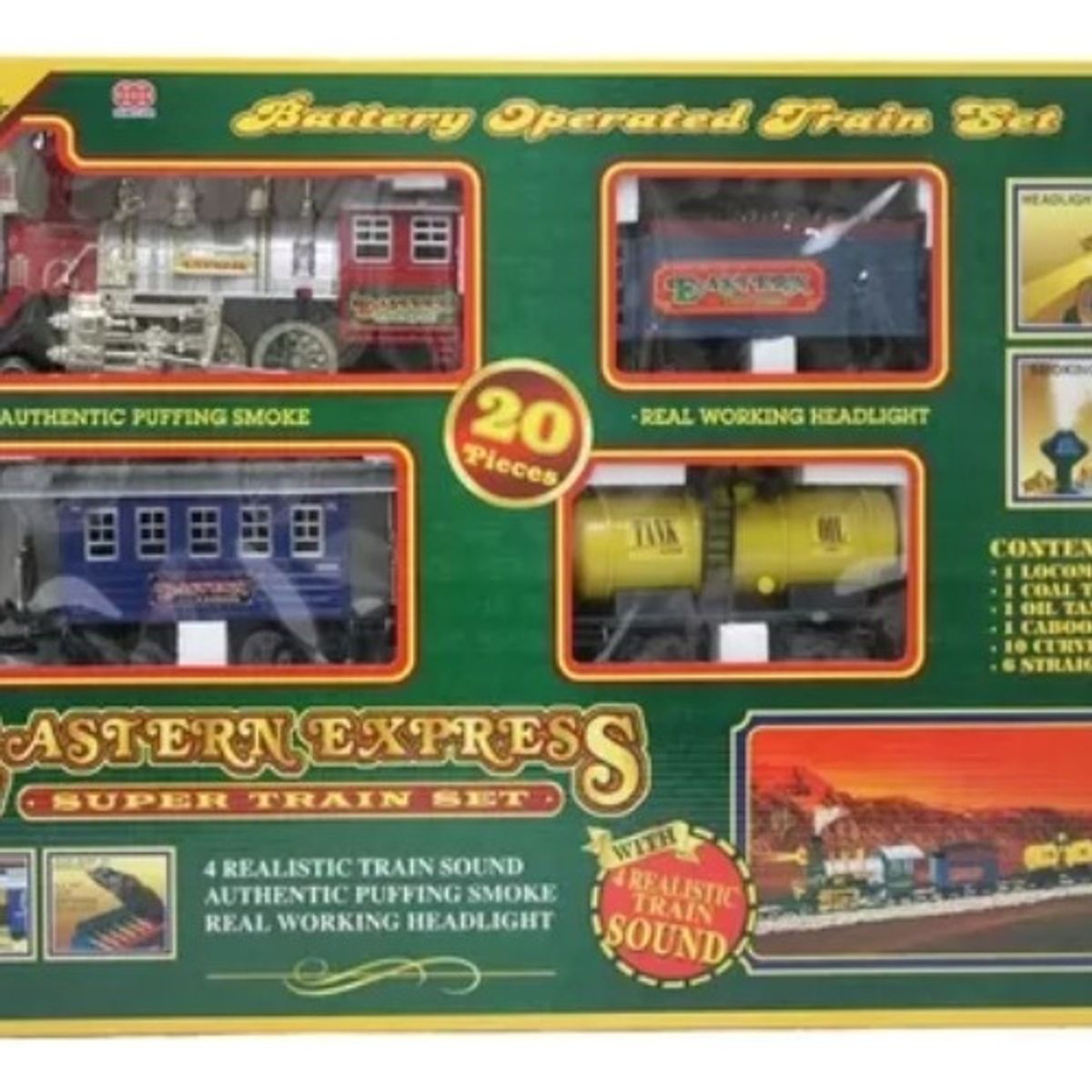 GENERICO - Tren Express Grande Con Luces Sonido Humo Tren Rojo