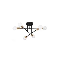 UMEXUS - Lámpara de Techo Nórdica 6 Luces Negro y dorado Hierro 70cm - E27