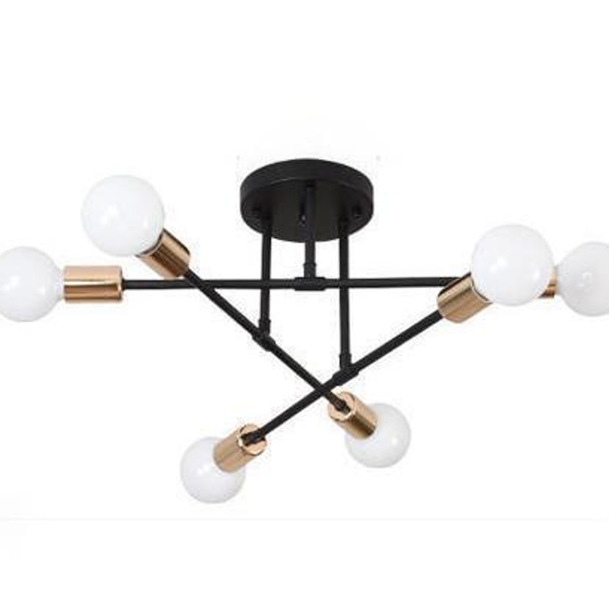 UMEXUS - Lámpara de Techo Nórdica 6 Luces Negro y dorado Hierro 70cm-- E27
