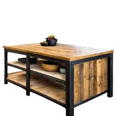 GENERICO - Mesa Tipo Isla Kairos - 3 Niveles - Roble - Comedor 160x80 Marrón