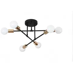 UMEXUS - Lámpara de Techo Nórdica 6 Luces Blanco y dorado Hierro 70cm - E27