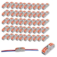 KUANGYE - Pack 50 Conector Eléctrico Rápido Wago 2 Entradas 2 Salidas