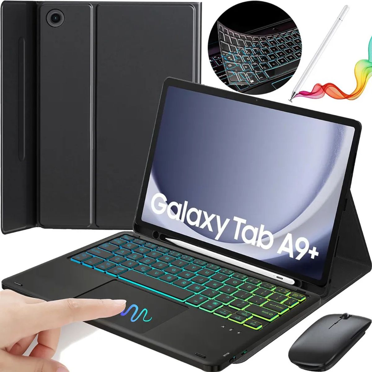 KUANGYE - Funda+teclado Iluminado+mouse+lápiz Compatible Con Galaxy Tab A9plus